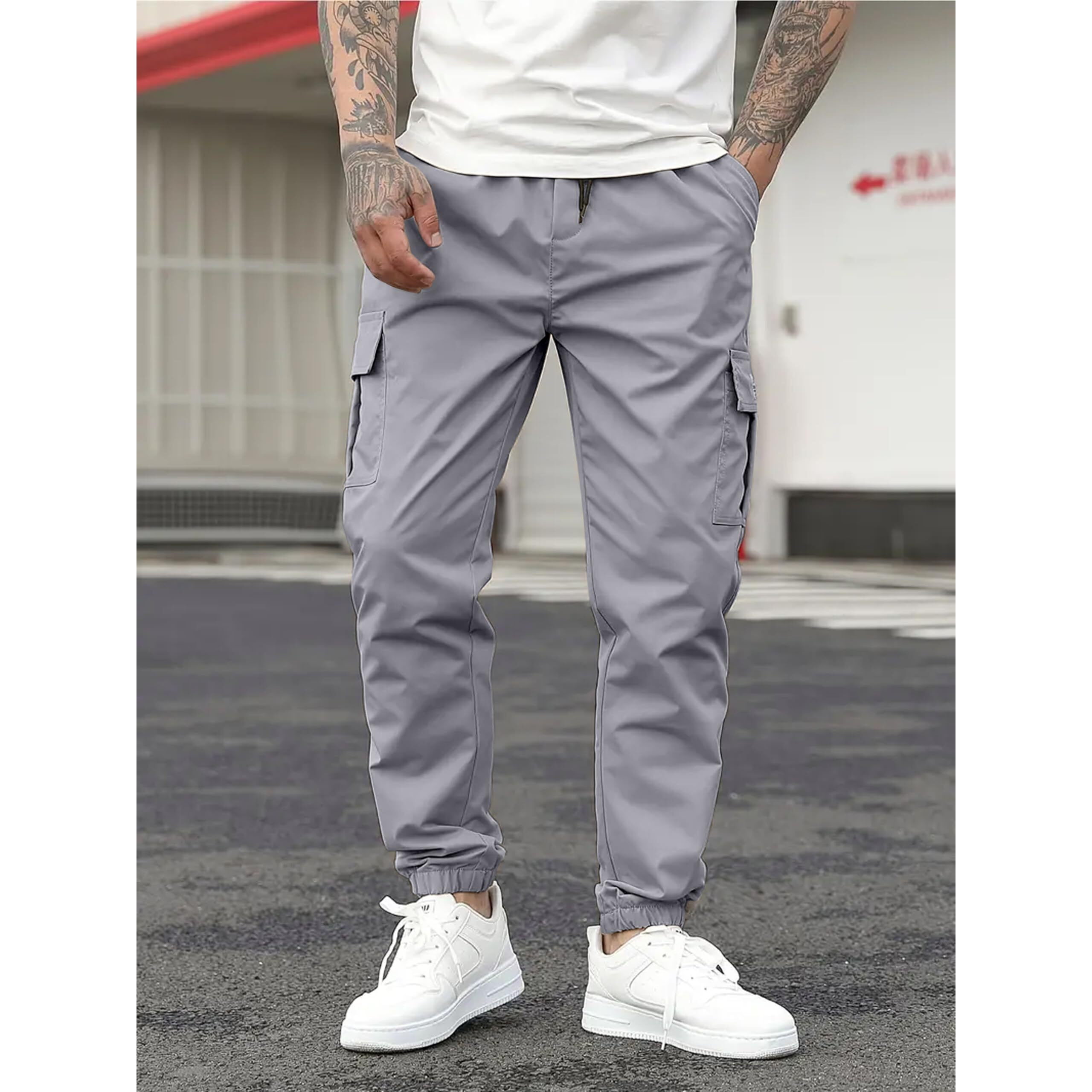 IndoPrimo Men Cargo || Men Cargo Pants || Men Cargo Pants Cotton || Cargos for Men (in, Alpha, XL, Regular, Standard, Grey)