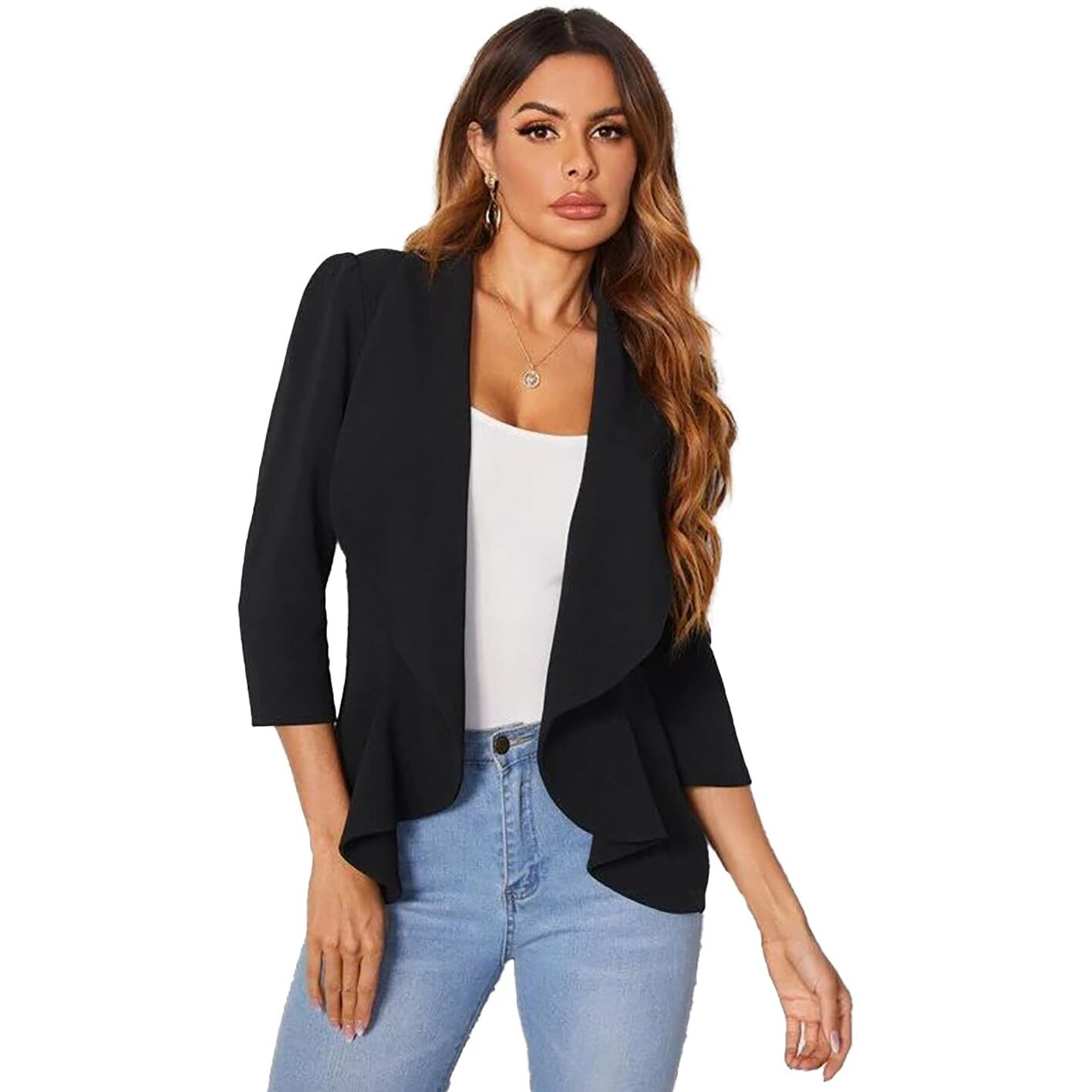 KOTTY Solid Mandarin Formal Women Blazer Coal Black
