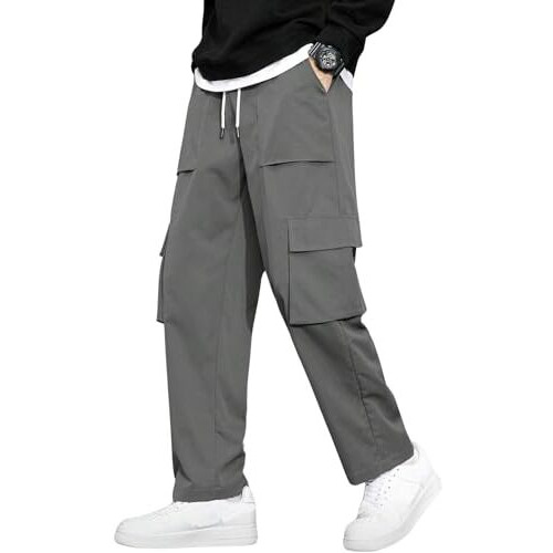 Lymio Men Cargo || Men Cargo Pants || Men Cargo Pants Cotton || Cargos for Men (Cago-22-25) (L, Grey)
