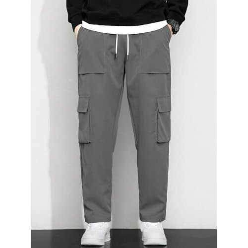 Lymio Men Cargo || Men Cargo Pants || Men Cargo Pants Cotton || Cargos for Men (Cago-22-25) (L, Grey)
