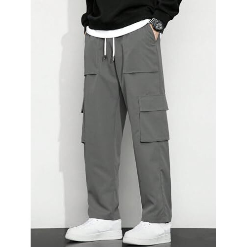 Lymio Men Cargo || Men Cargo Pants || Men Cargo Pants Cotton || Cargos for Men (Cago-22-25) (L, Grey)