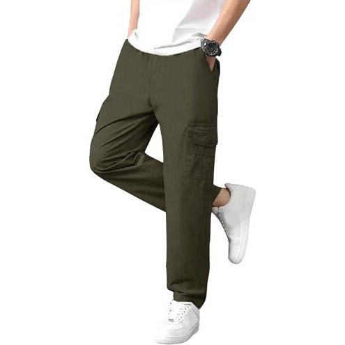 Lymio Men Cargo || Men Cargo Pants || Men Cargo Pants Cotton || Cargos for Men (Cargo-26-29) (XL, Green)