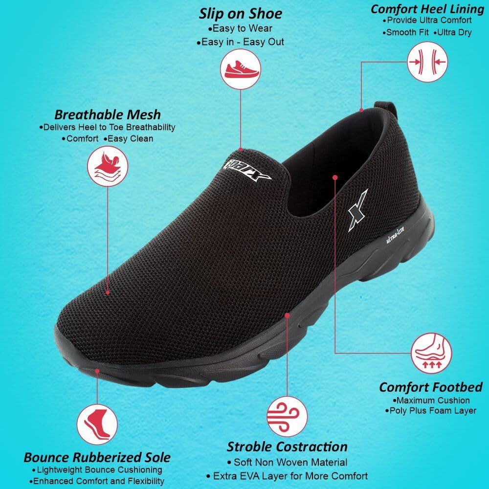 SPARX Mens SM 675 | Enhanced Durability & Soft Cushion | Black Running Shoe - 8 UK (SM 675)