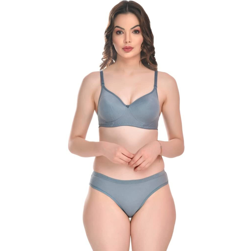 SGC SWEDEN Women Lingerie Set Non-Padded Women Cotton Full-Coverage Bra and Hipster Set Sexy Bra Panty Set Women Innerwear Pack of 3 Sets (B, Pink-Blue-Green, 34)