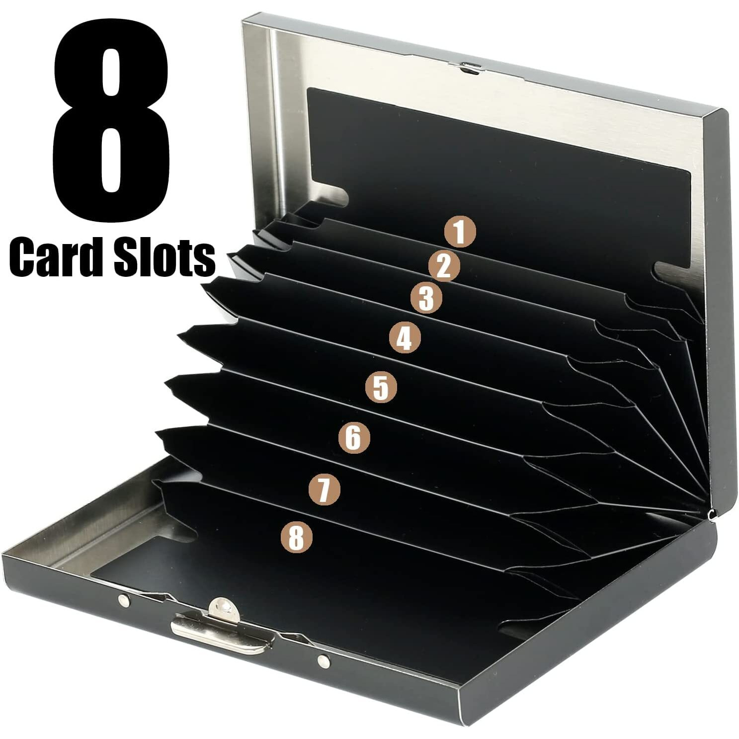 Stealodeal Black RFID Blocking Metal Debit/Credit (Unisex) Card Holder (Black (8 Slots))