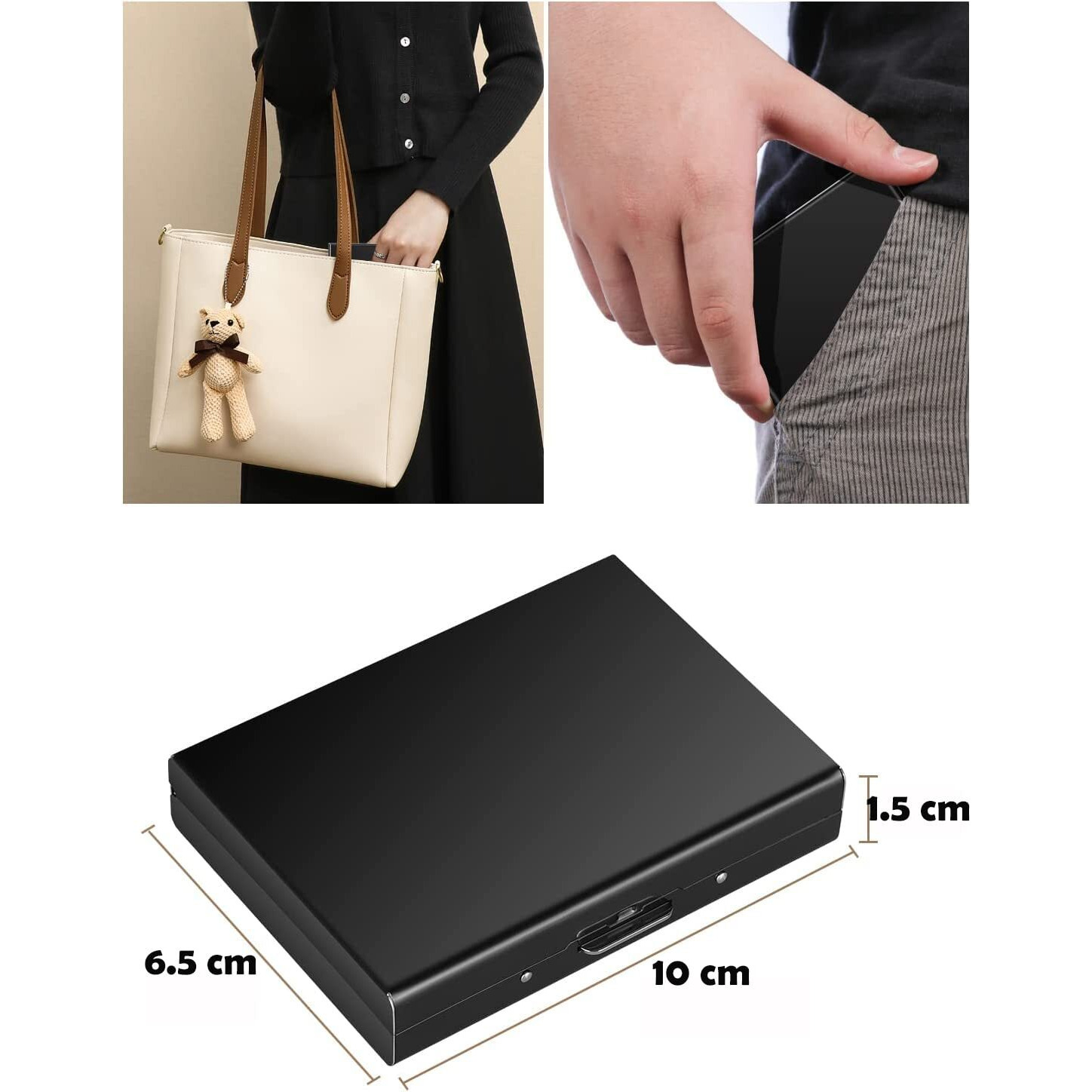 Stealodeal Black RFID Blocking Metal Debit/Credit (Unisex) Card Holder (Black (8 Slots))