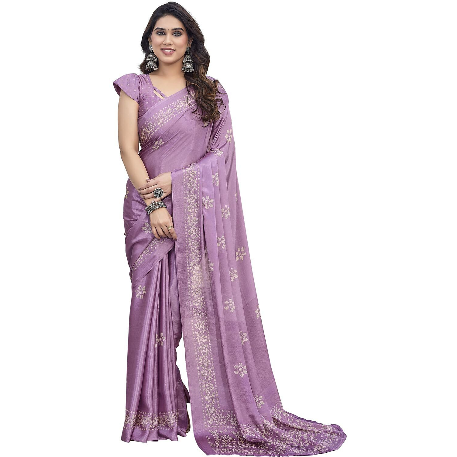 Yashika Women's Elegant Chiffon Saree with Blouse Material - Embrace Trendy Style and Timeless Elegance in this Exquisite Attire (AZ-YS-P1-UTISHA PURPLE)