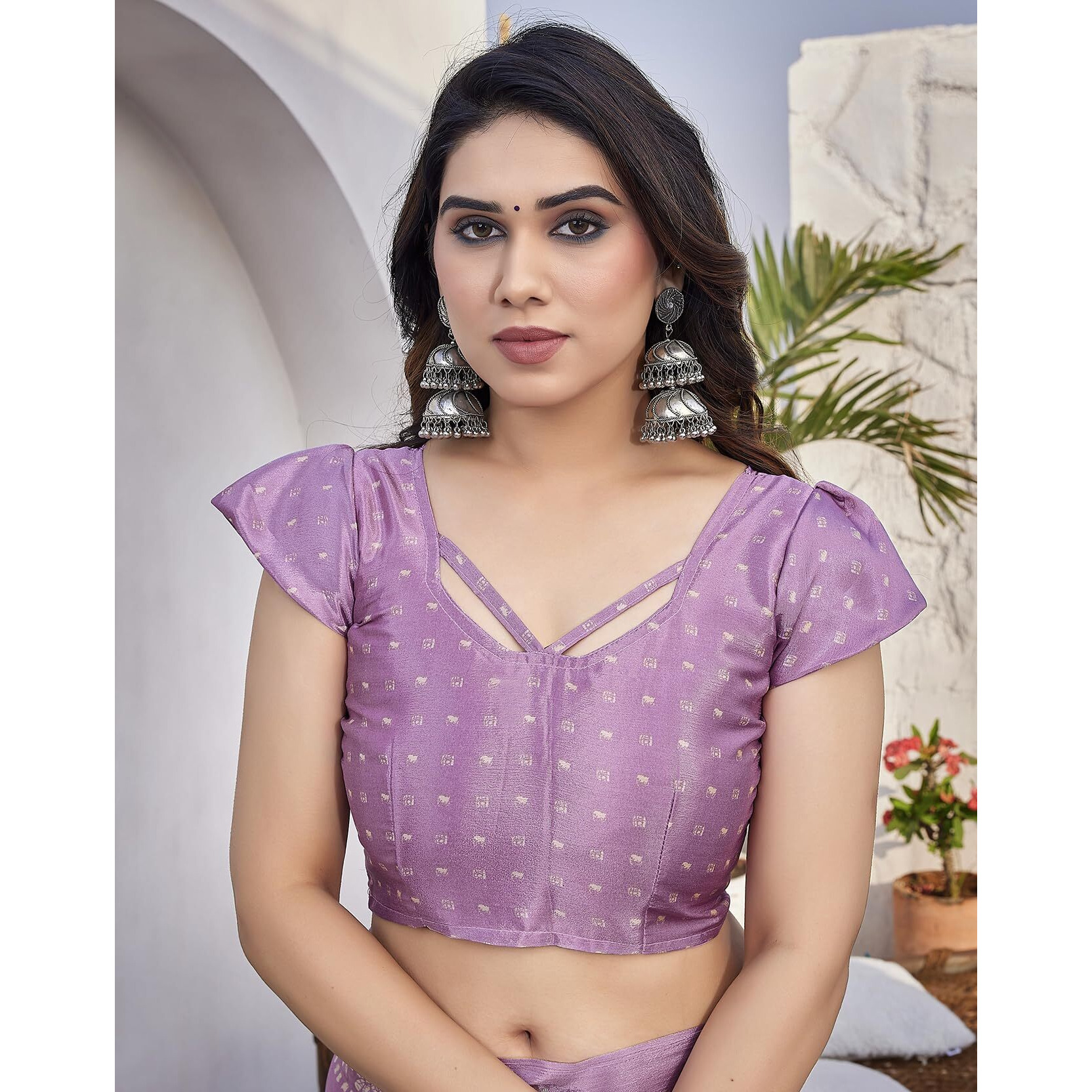 Yashika Women's Elegant Chiffon Saree with Blouse Material - Embrace Trendy Style and Timeless Elegance in this Exquisite Attire (AZ-YS-P1-UTISHA PURPLE)