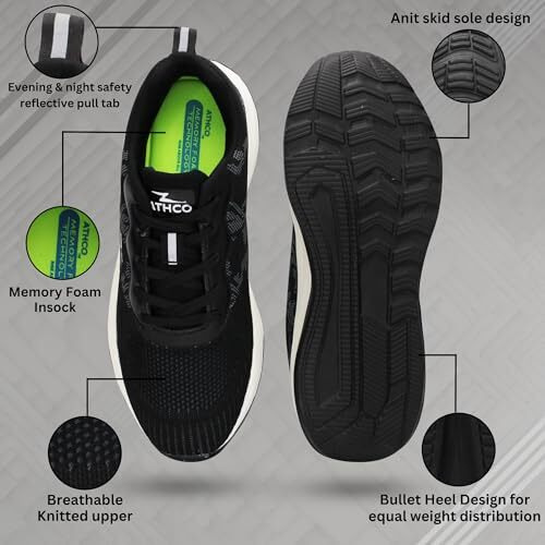 ATHCO Men's Houston Black Running Shoes_09 UK (ATHST-2)
