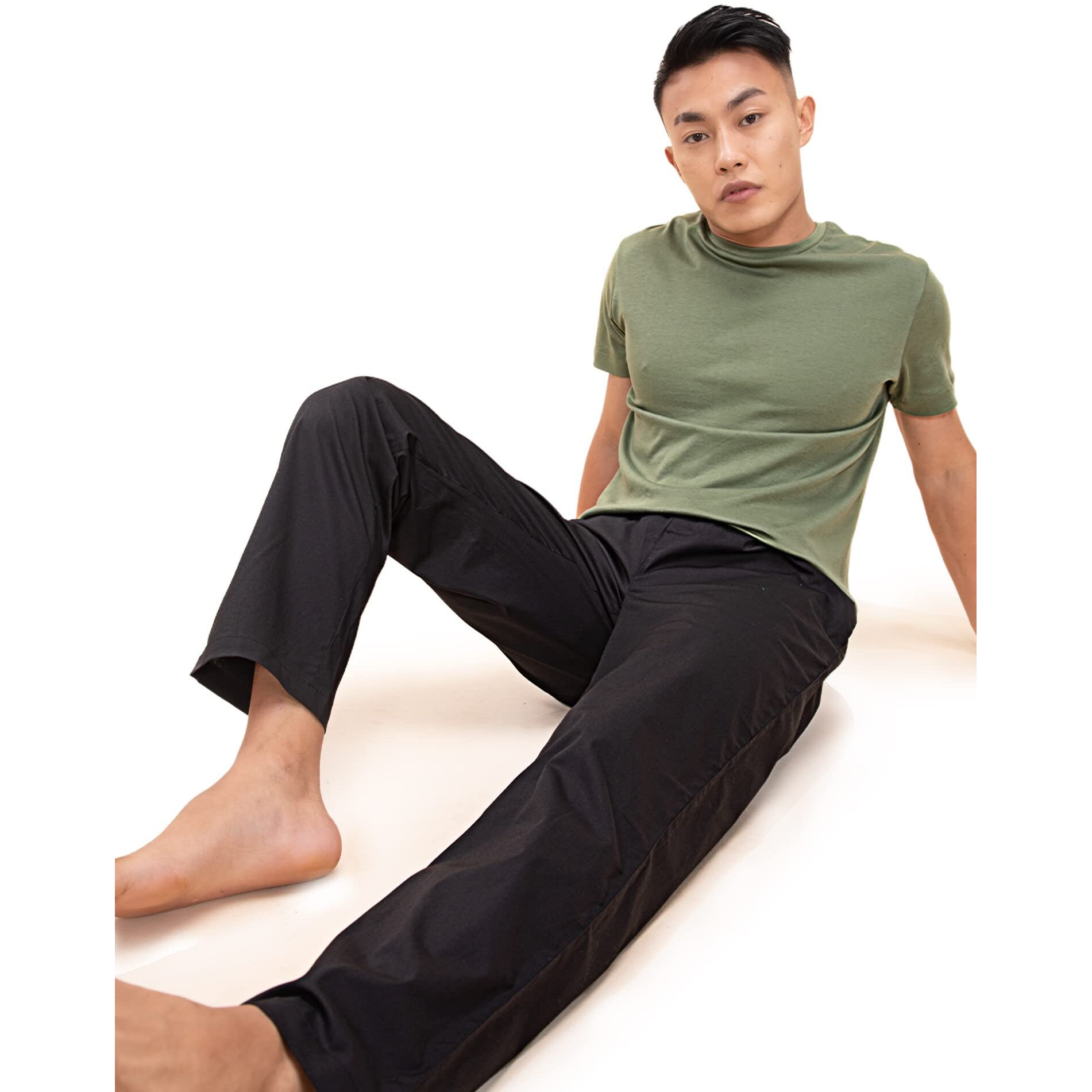 DaMENSCH The Stretch Men's Woven Cotton Tapered Fit Pyjama Pants- Jet Black- Medium