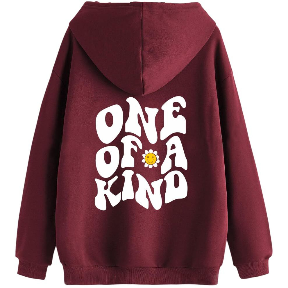 TAGAS Women's Printed Hoodies || Cotton Blend Regular Fit Sweatshirt for Women || Hoodies || Winter Wear for Women Maroon (Medium)