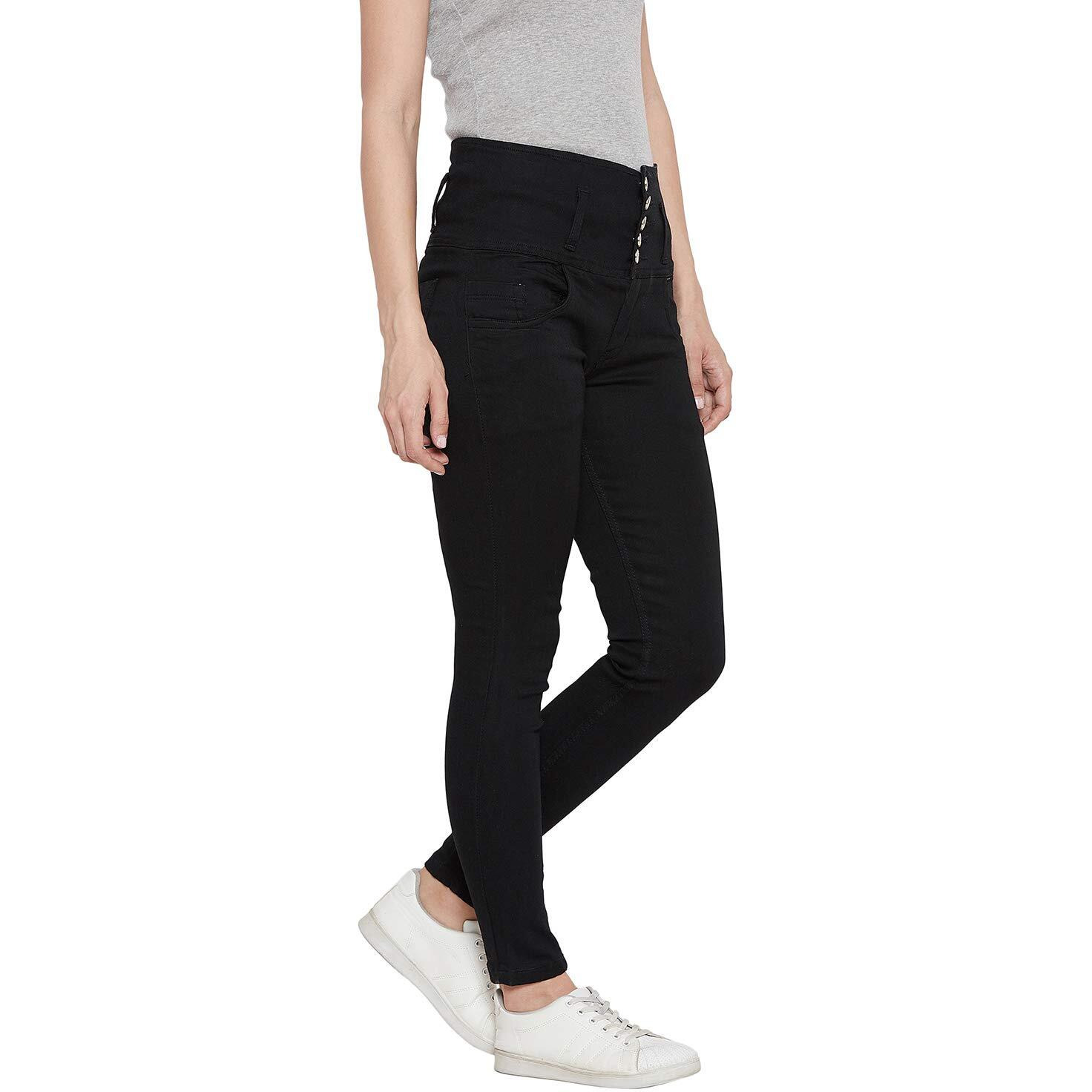 Nifty Women's Denim Stretchable High Waist Jeans (1236, Black, 36)
