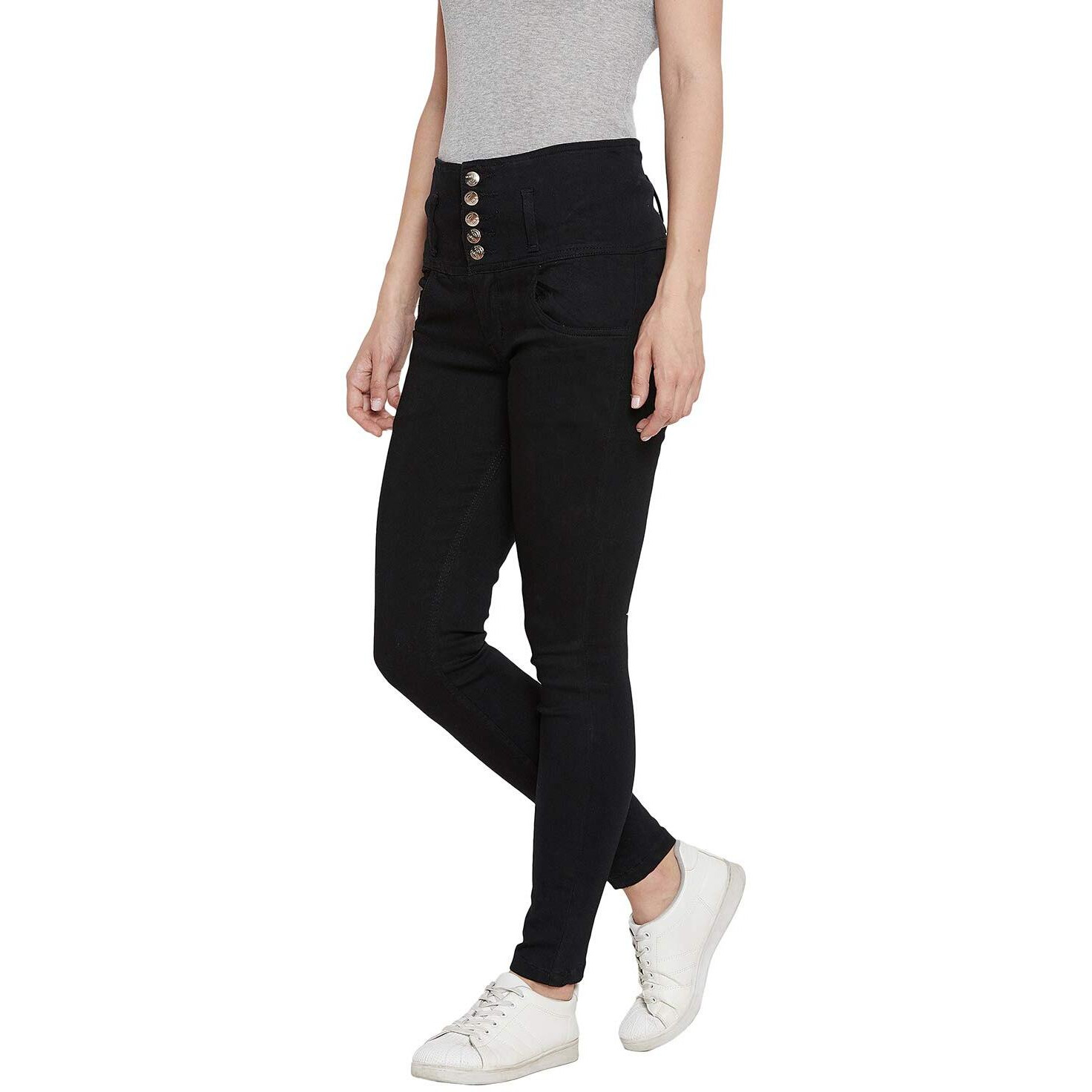 Nifty Women's Denim Stretchable High Waist Jeans (1236, Black, 36)