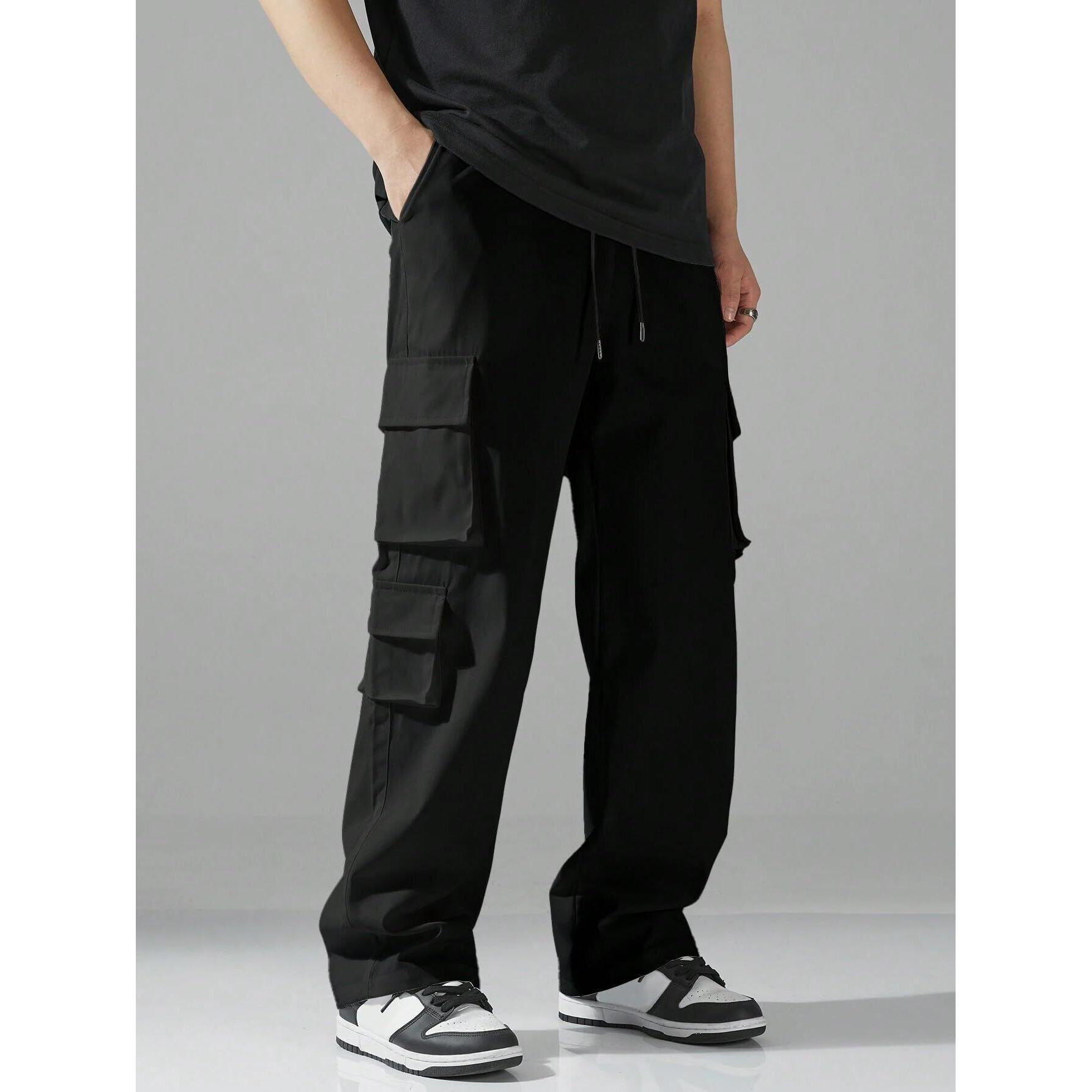 IndoPrimo Men Cargo || Men Cargo Pants || Men Cargo Pants Cotton || Cargos for Men || Men Cargo Trouser (in, Alpha, M, Regular, Black)