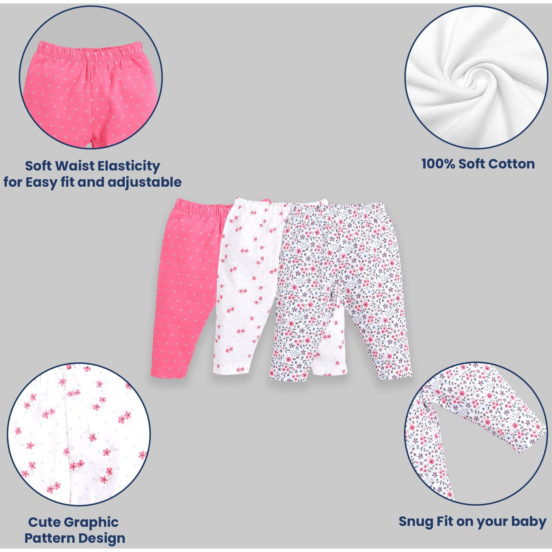 BABY GO Baby-Girl's Cotton Solid Track Pants Pack of 1 (Gobs20-2515-9/12M-Fushiaa_Fushia_9 Months-12 Months, Regular, Pink)