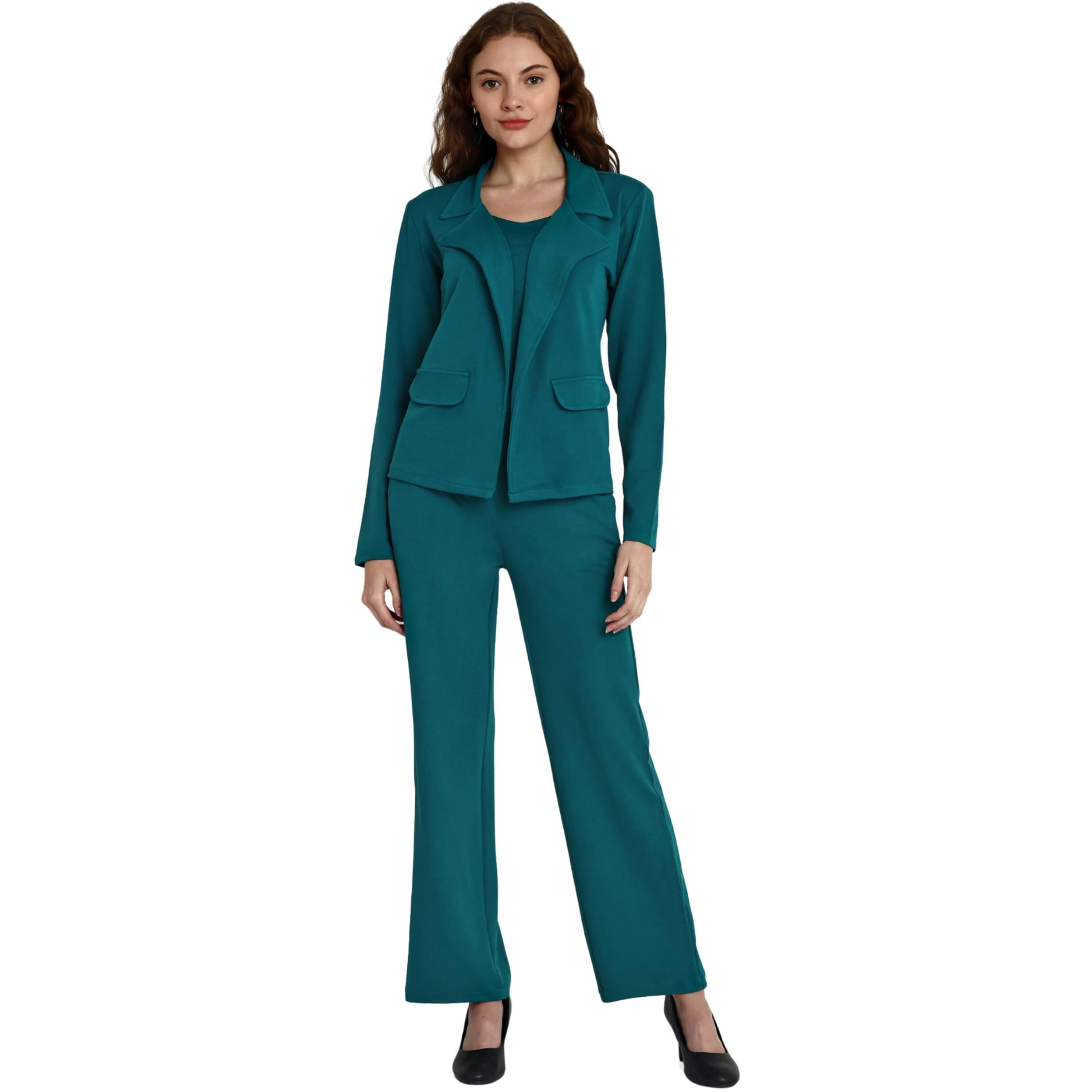 Leriya Fashion 3-Piece Blazer Set for Women (2XL, Turquoise)