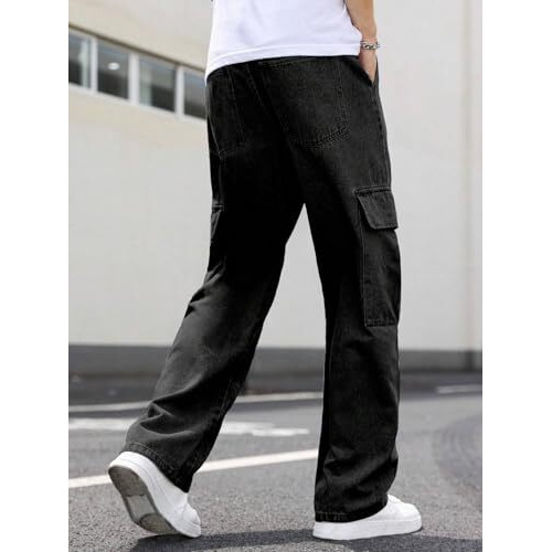 Men Jeans || Jeans for Men || Cargo Jeans (Q-08-09) (in, Numeric, 36, Black)