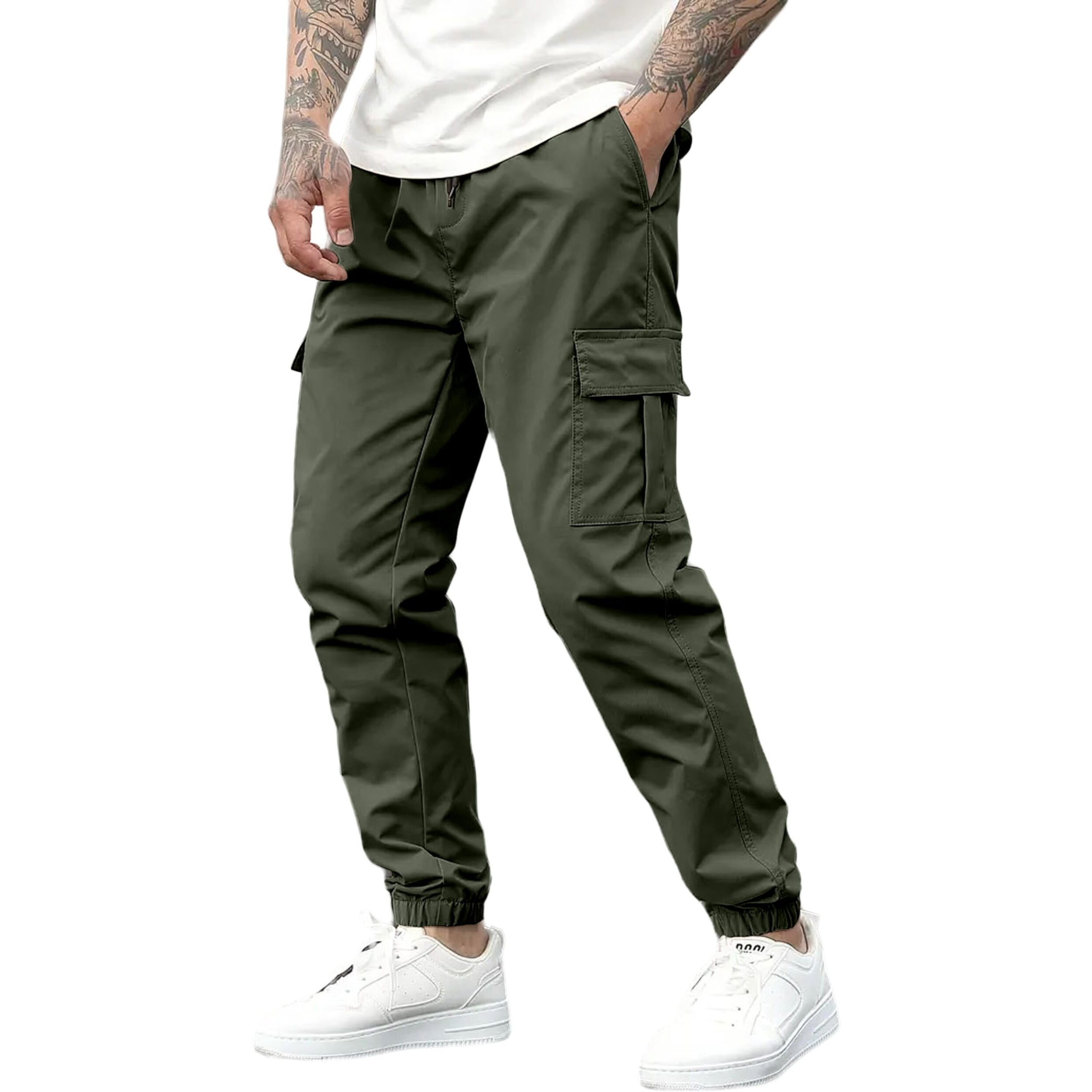 IndoPrimo Men Cargo || Men Cargo Pants || Men Cargo Pants Cotton || Cargos for Men (in, Alpha, L, Regular, Standard, Green)