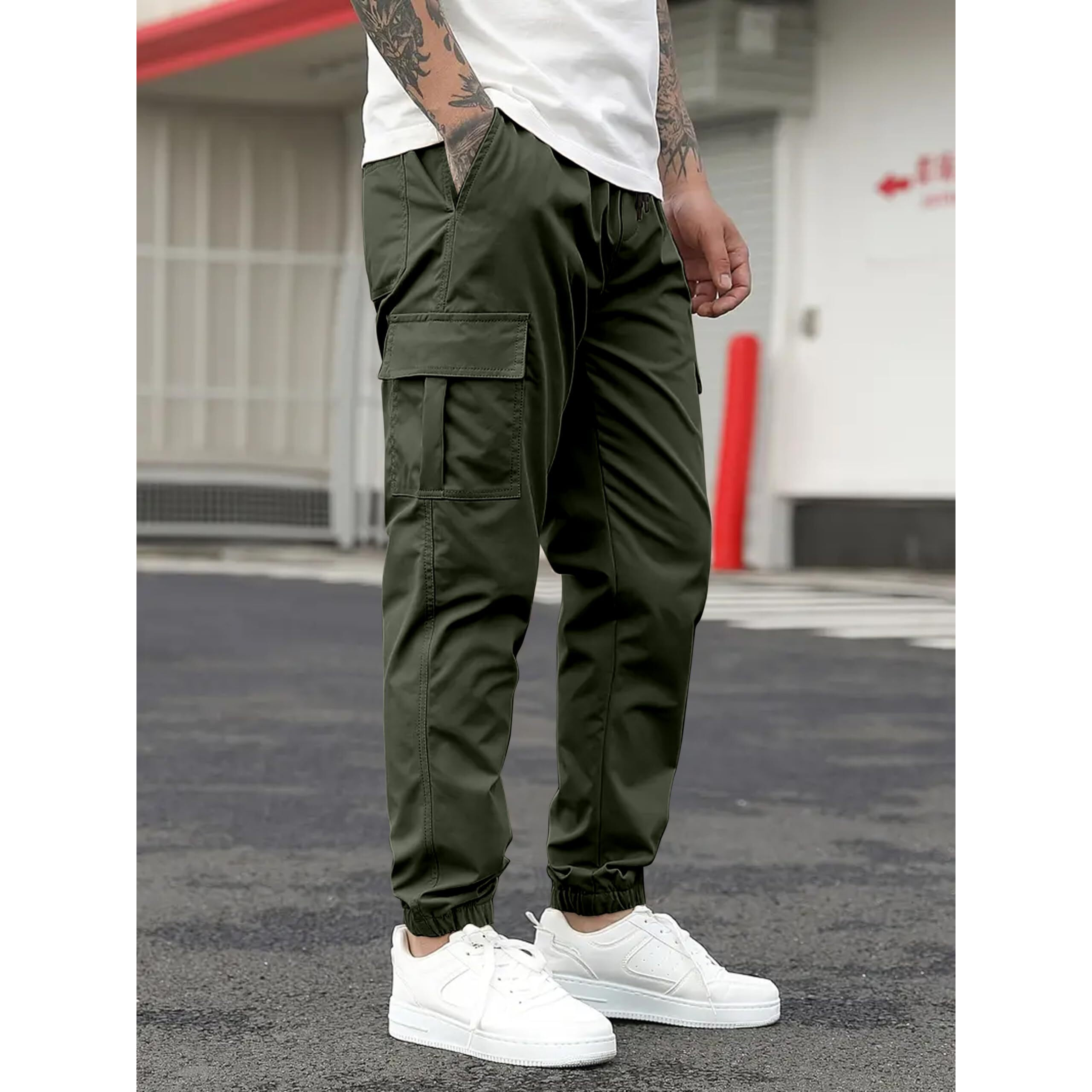 IndoPrimo Men Cargo || Men Cargo Pants || Men Cargo Pants Cotton || Cargos for Men (in, Alpha, L, Regular, Standard, Green)