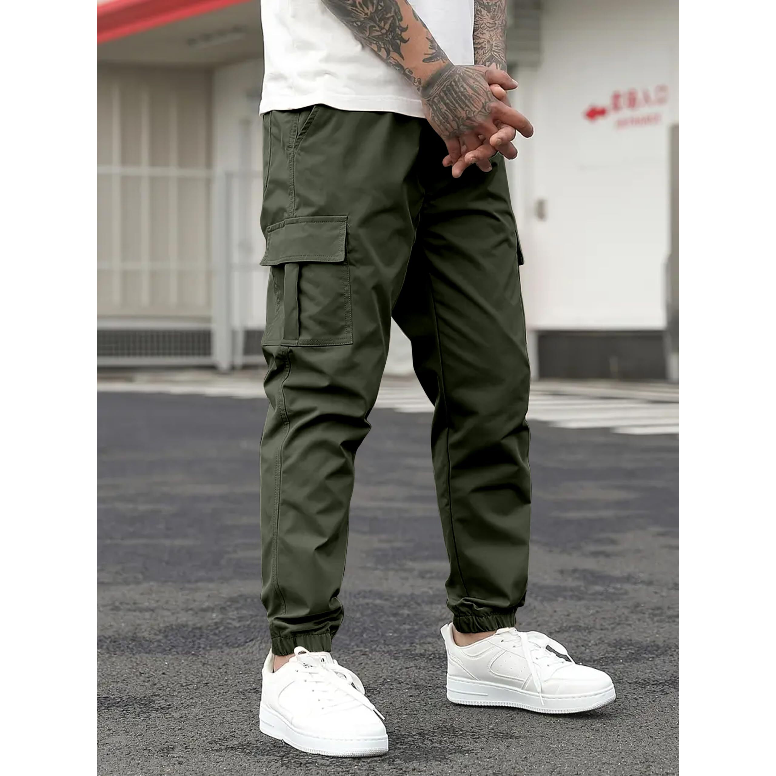 IndoPrimo Men Cargo || Men Cargo Pants || Men Cargo Pants Cotton || Cargos for Men (in, Alpha, L, Regular, Standard, Green)