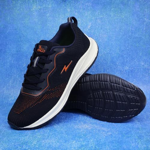 ATHCO Men's Akron Navy Orange Running Shoes_9 UK (ATHST-15)
