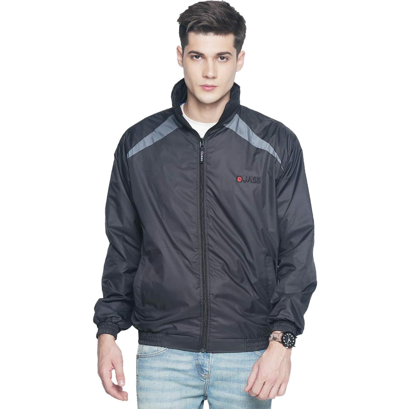 OJASS Men's Solid Regular Jacket (Size  Large  Color  Grey, Synthetic)