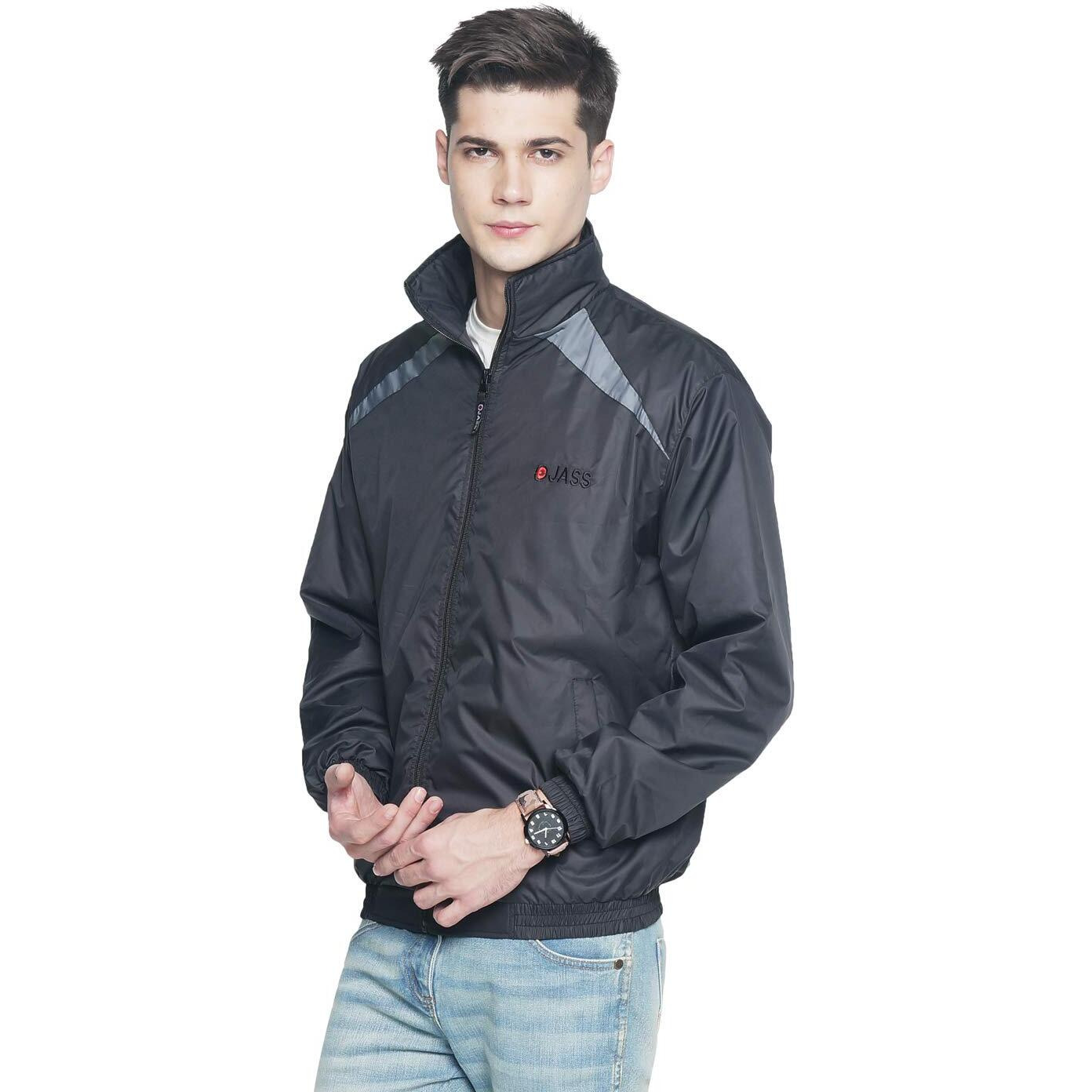 OJASS Men's Solid Regular Jacket (Size  Large  Color  Grey, Synthetic)