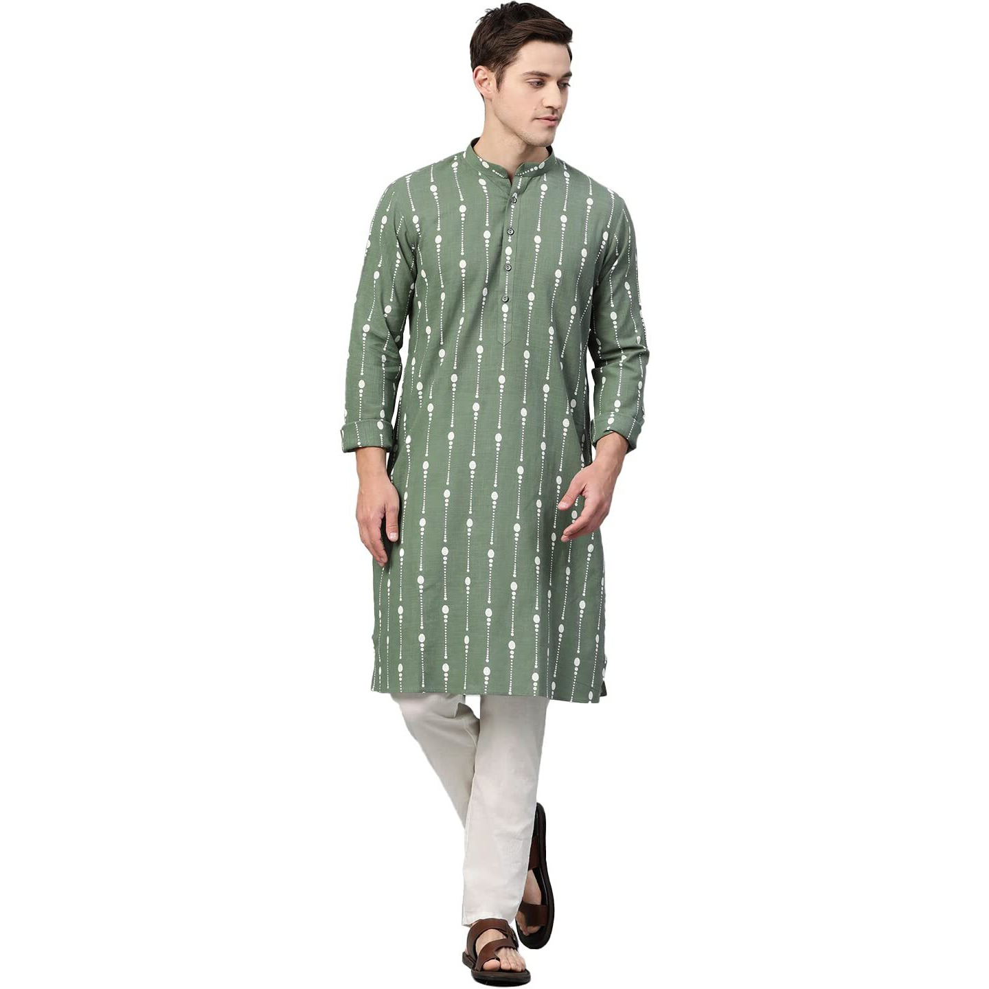 See Designs Cotton Regular Mens Kurta (15049826_Green_L)