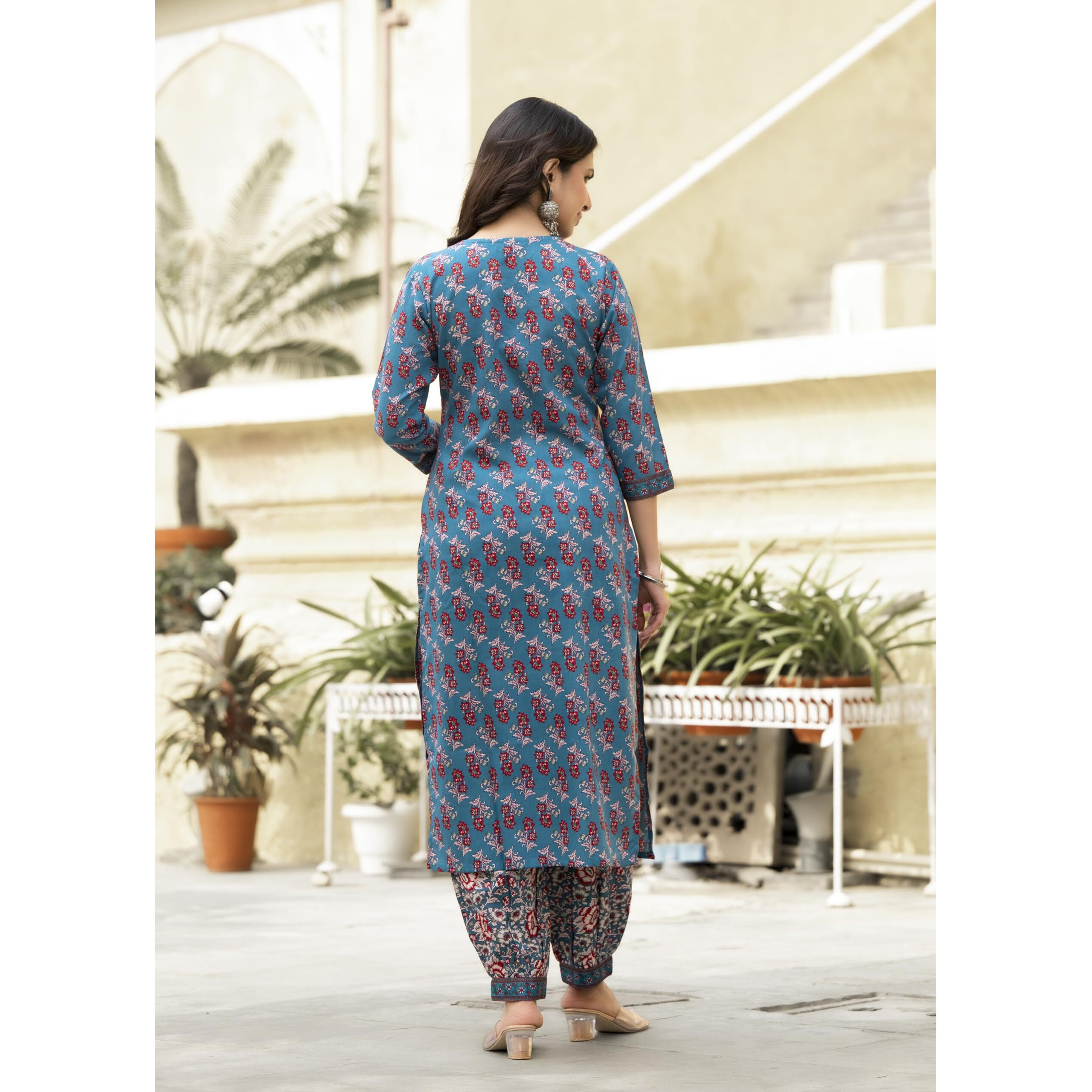 KLOSIA Women Straight Floral Printed Kurta and Pant Set with Dupatta | Ethnic Set | Dupatta Set | Suit Set | Kurta Set | (X-Large)