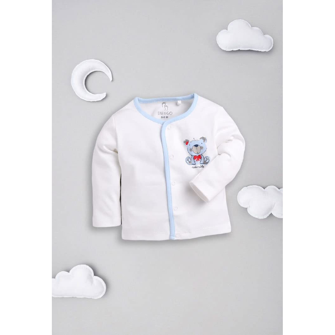 BABY GO Baby Boy 0-3M,3-6M,6-9M,9-12M Full Sleeves 100% Pure Cotton T-Shirt Combo Pack Of 3 (White)