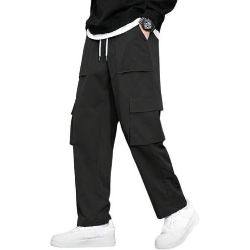 Lymio Men Cargo || Men Cargo Pants || Men Cargo Pants Cotton || Cargos for Men (Cago-22-25) (M, Black)