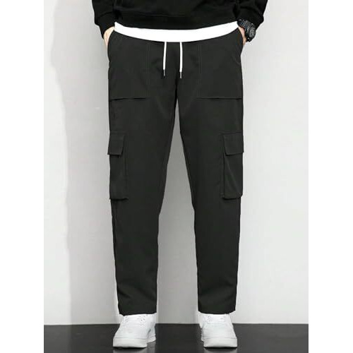 Lymio Men Cargo || Men Cargo Pants || Men Cargo Pants Cotton || Cargos for Men (Cago-22-25) (M, Black)