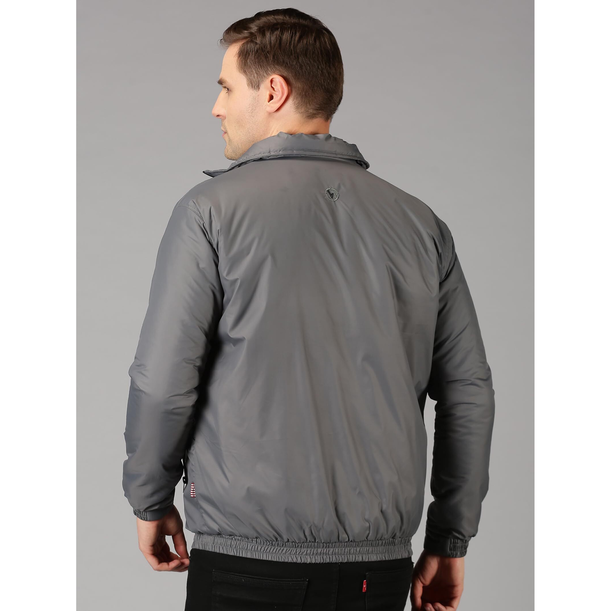 VROJASS Full Sleeve Solid Men Panel Bomper Jacket (L, Grey)(VROBJF-GM_LB-L)
