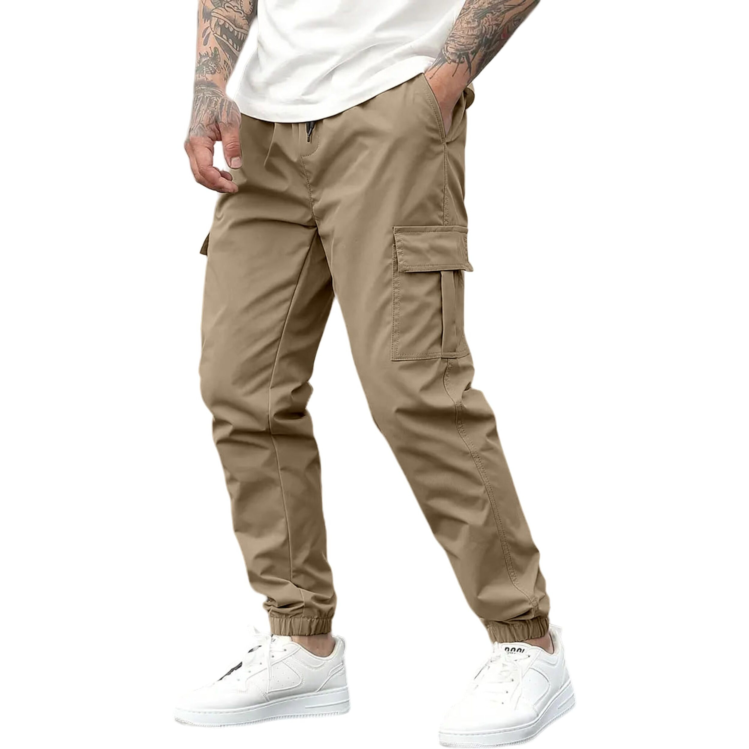 IndoPrimo Men Cargo || Men Cargo Pants || Men Cargo Pants Cotton || Cargos for Men (in, Alpha, M, Regular, Standard, Cream)