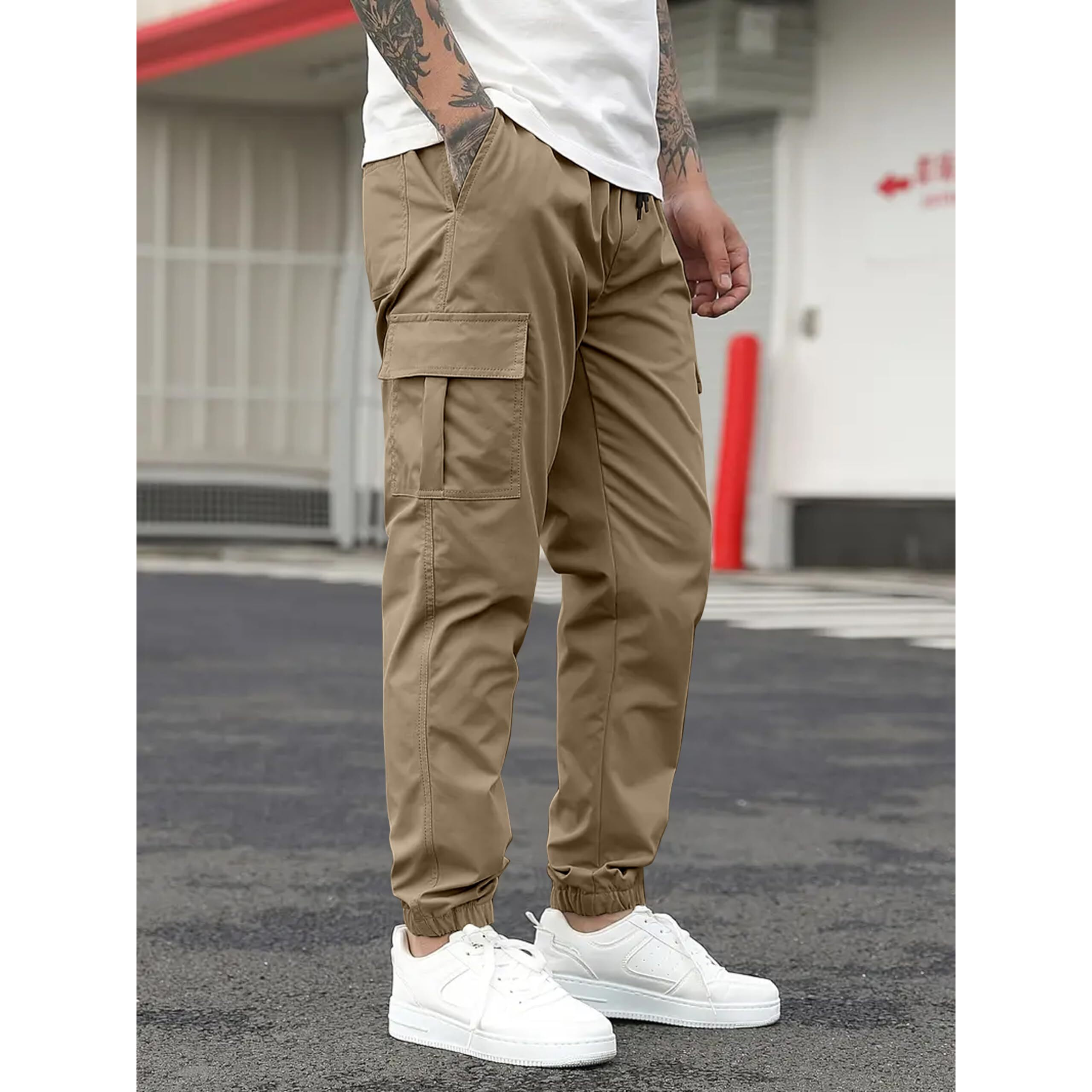 IndoPrimo Men Cargo || Men Cargo Pants || Men Cargo Pants Cotton || Cargos for Men (in, Alpha, M, Regular, Standard, Cream)