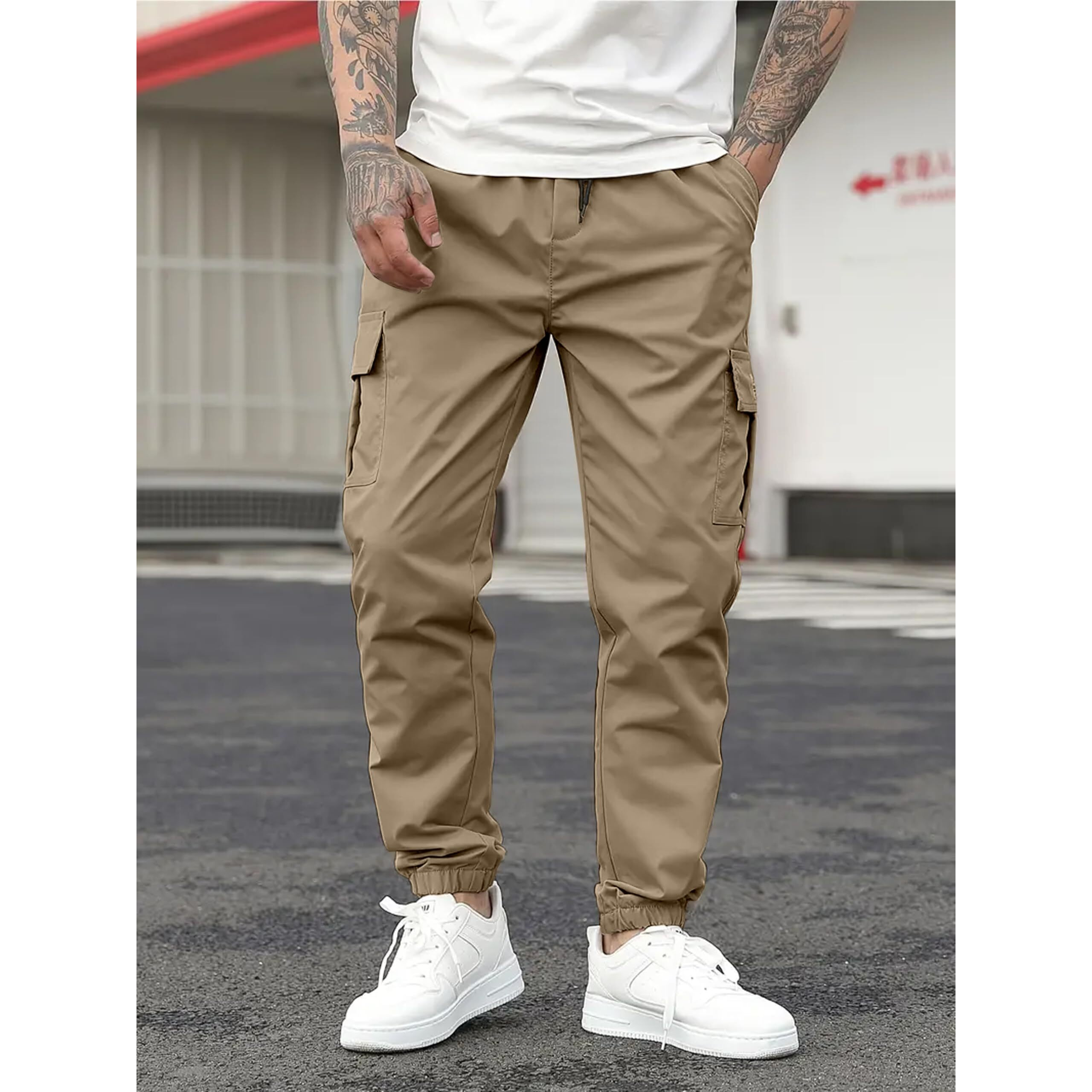 IndoPrimo Men Cargo || Men Cargo Pants || Men Cargo Pants Cotton || Cargos for Men (in, Alpha, M, Regular, Standard, Cream)