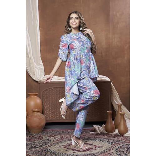 Leriya Fashion co ord Set for Women | Summer co ord Set for Women | Formal co ord Set for Women | Women co ord Set (Large, Grey)