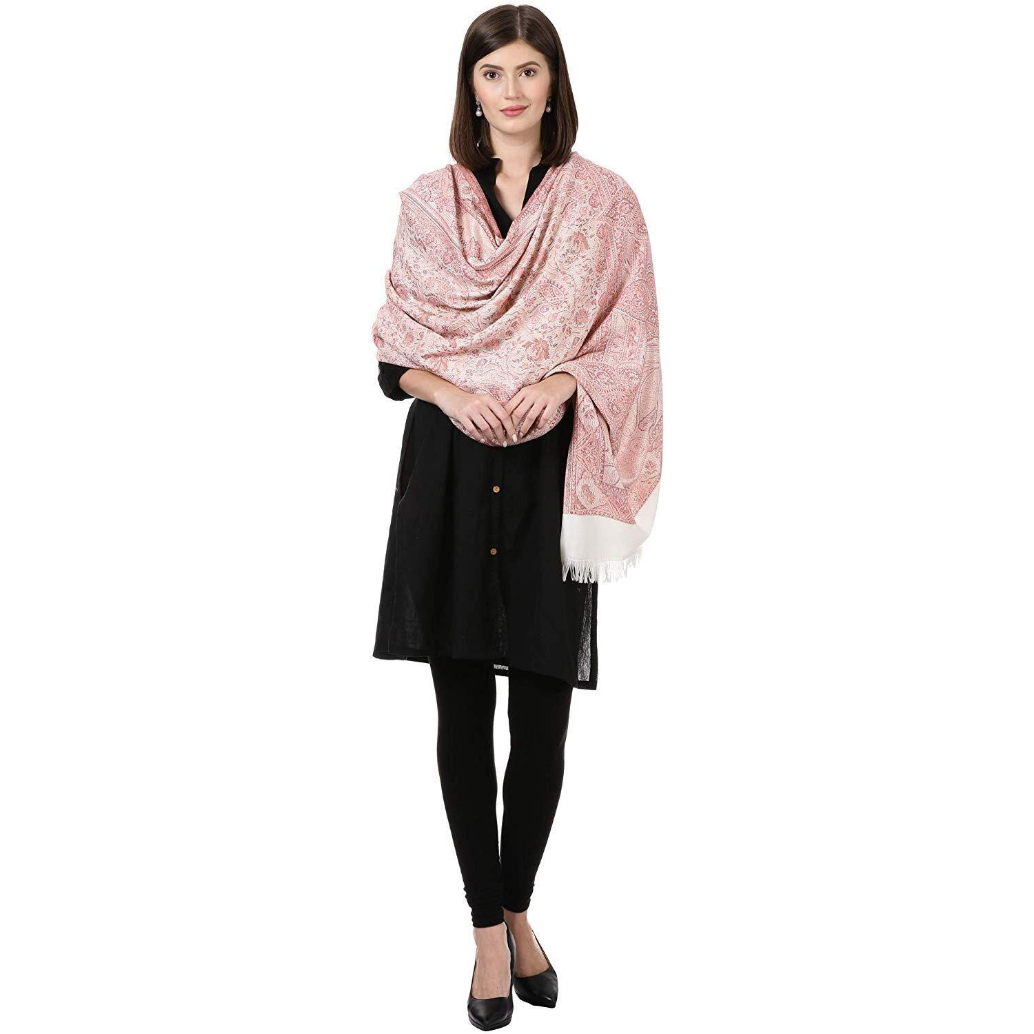 Pashtush Womens Jamawar Shawl Parent (Ivory)