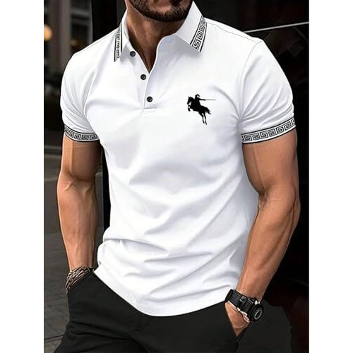 Lymio Men Regular Fit T-Shirt || T-Shirt for Men || Polo T Shirt || T-Shirt (Polo-36-White-L)