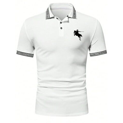 Lymio Men Regular Fit T-Shirt || T-Shirt for Men || Polo T Shirt || T-Shirt (Polo-36-White-L)