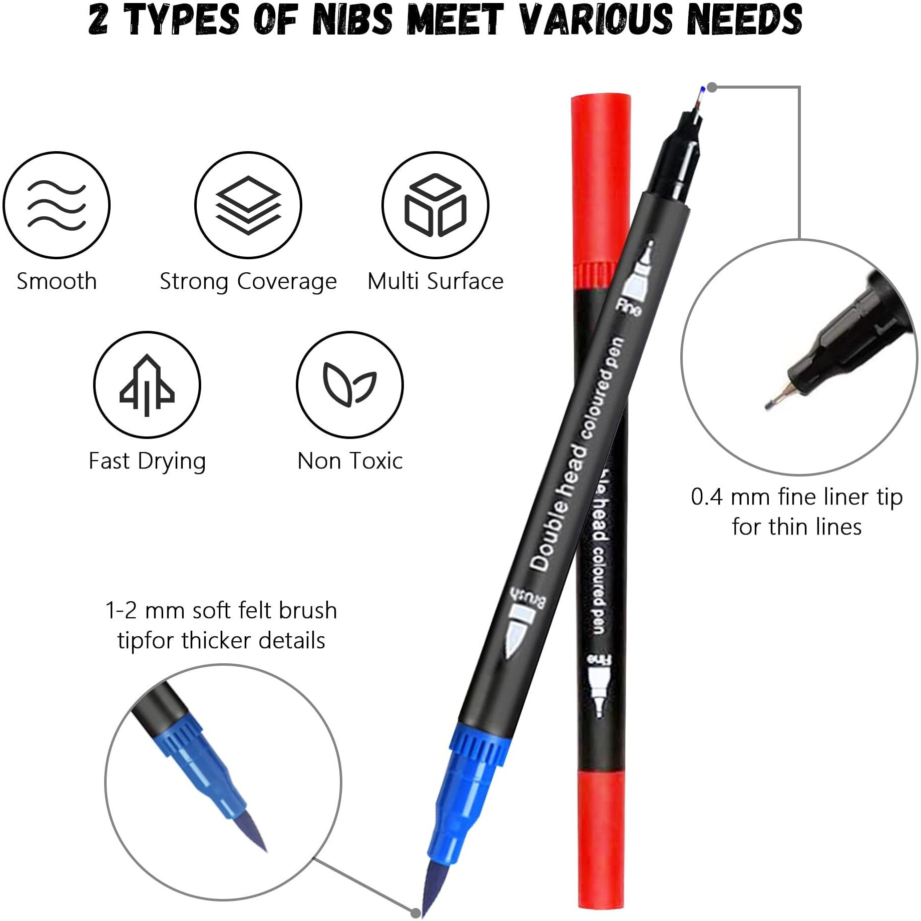 Corslet 24 Colors Dual Tip Colored Brush Pens Art Marker Set Fine Point Calligraphy Markers for Artists Pen Set Journal Pens for Adult Coloring Books Alchol Markers Set (Set of 24)