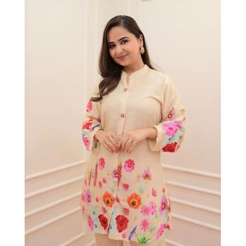 GRECIILOOKS Women Rayon A-Line Regular Fit Co Ord Sets (Cream, XX-Large)