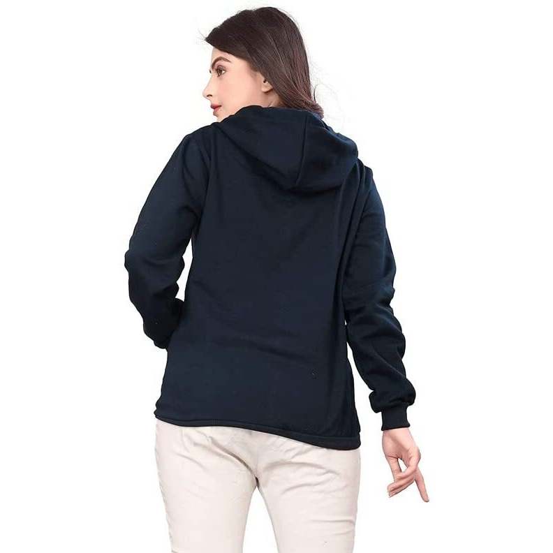 BAGHADBILLO Women's Hoodie||Hoodie for Women||Women's Sweatshirt||Plain Hoodie||Women's Causal Solid Hoodie||Girls Hoodie||Girls Sweatshirt - 1Zipper Hoodie Navy - 2XL