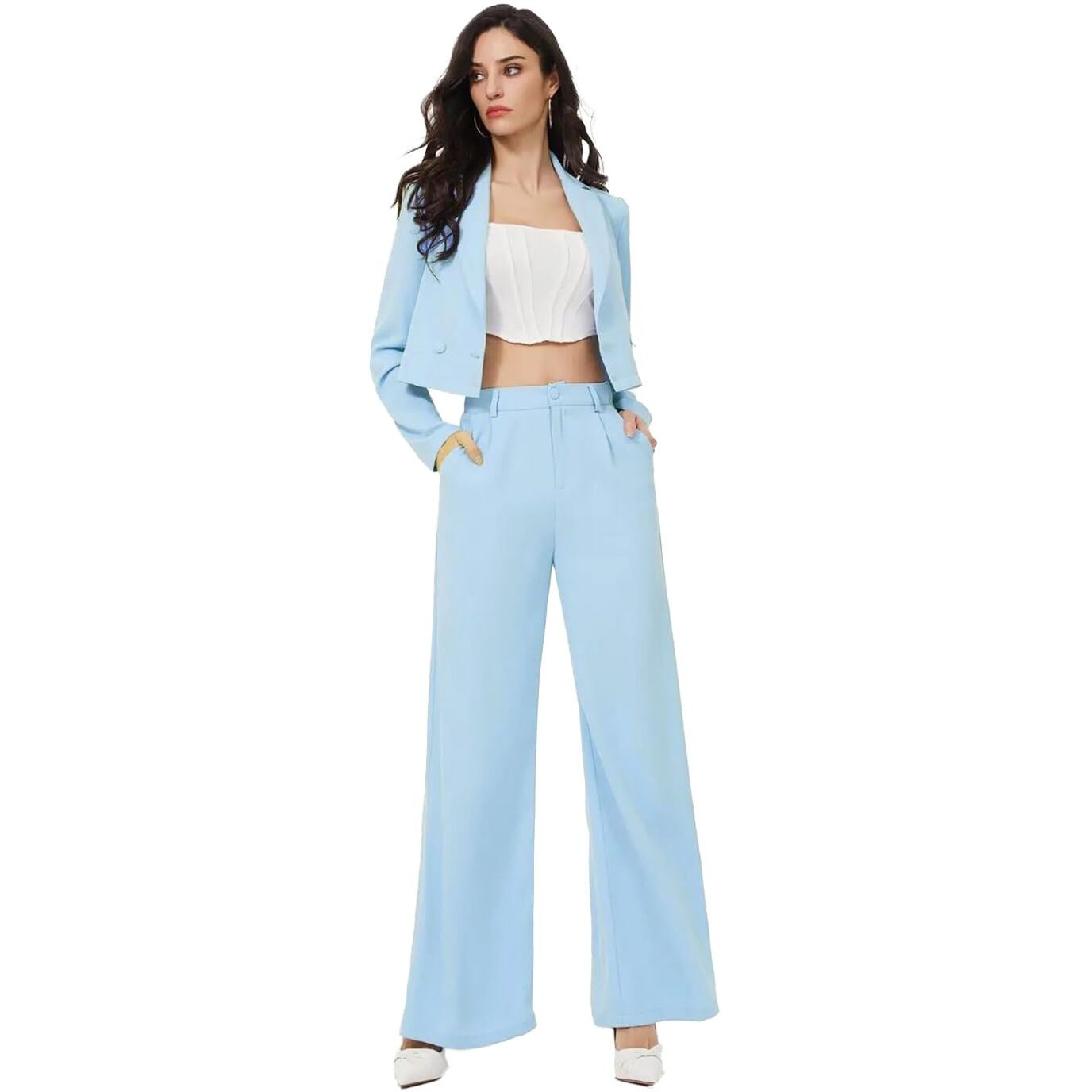 KOTTY Women's Co-ords Solid Dress Set Sky Blue