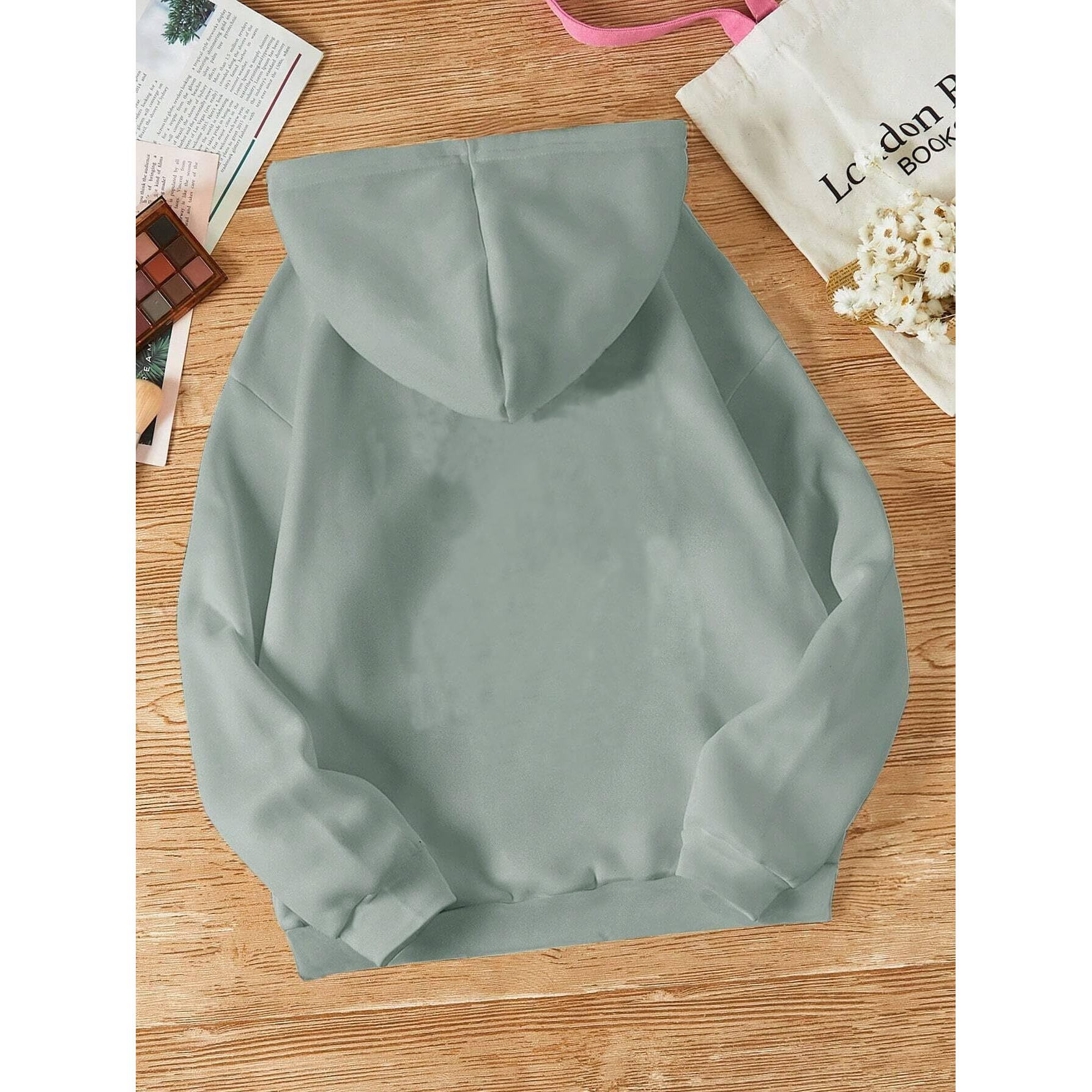 TAGAS Women's Letter Print Full Sleeve Kangaroo Pocket Drawstring Hoodie || Sweatshirt for Women|| Hoodies || Winter Wear for Women