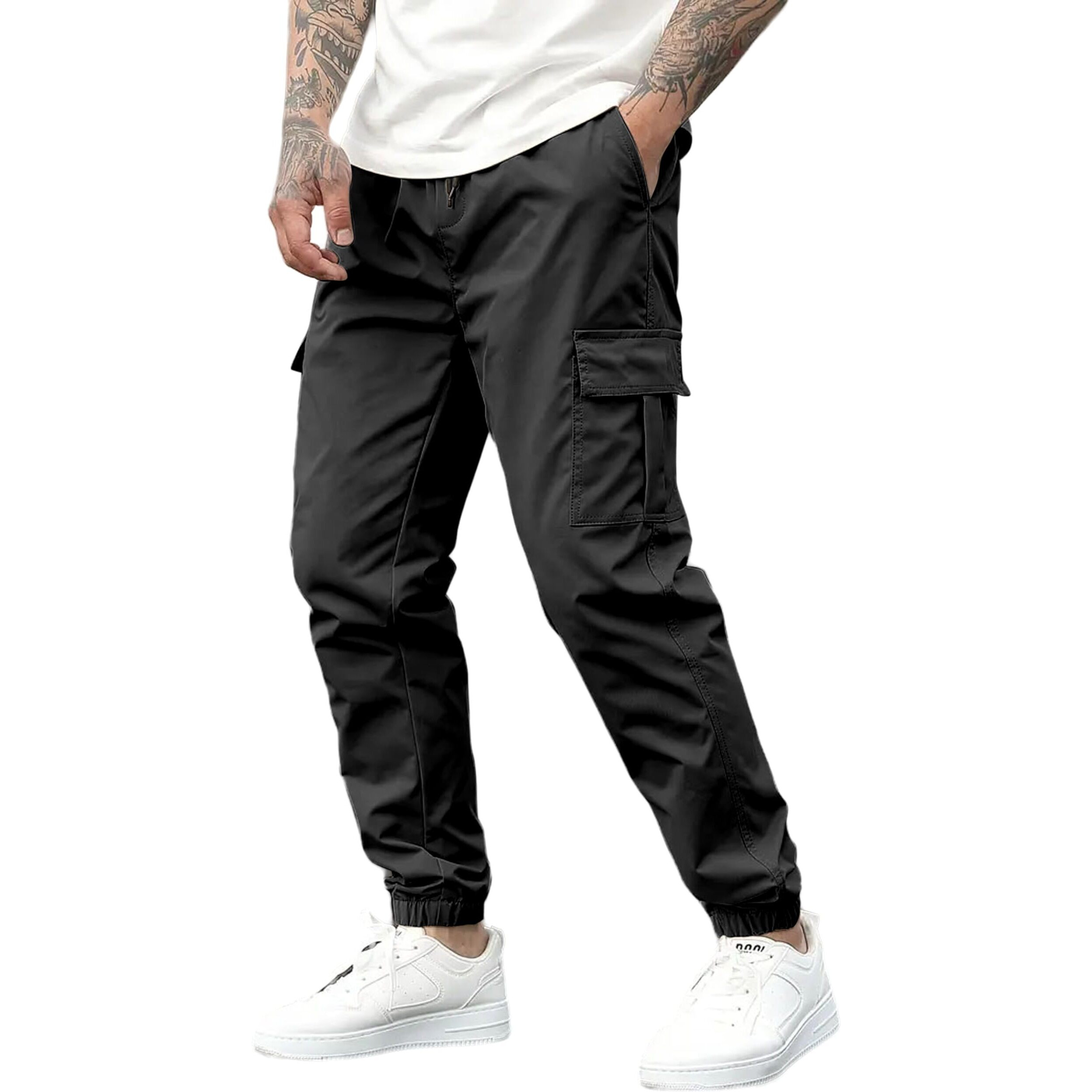 IndoPrimo Men Cargo || Men Cargo Pants || Men Cargo Pants Cotton || Cargos for Men (in, Alpha, M, Regular, Standard, Black)