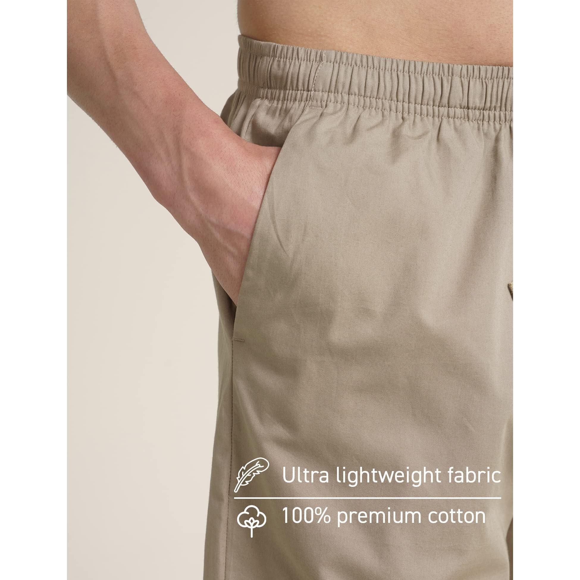 DAMENSCH Statement Ultra-Light Casual Lounge Shorts-Pack of 1-Hommie Beige-Medium