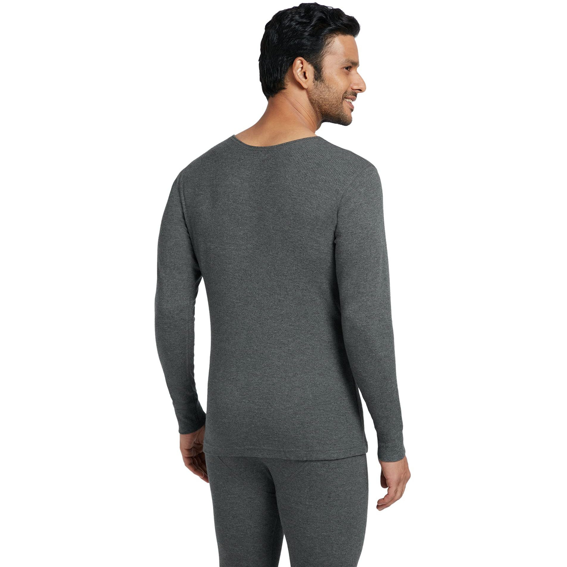 XYXX Men's Thermal Vest | Antibacterial, Skin Friendly with Superior Heat Retention | Slim Fit Full Sleeve Solid Alpine IntelliHeat Thermal Vest | Pack of 1 (Charcoal Grey, Large)