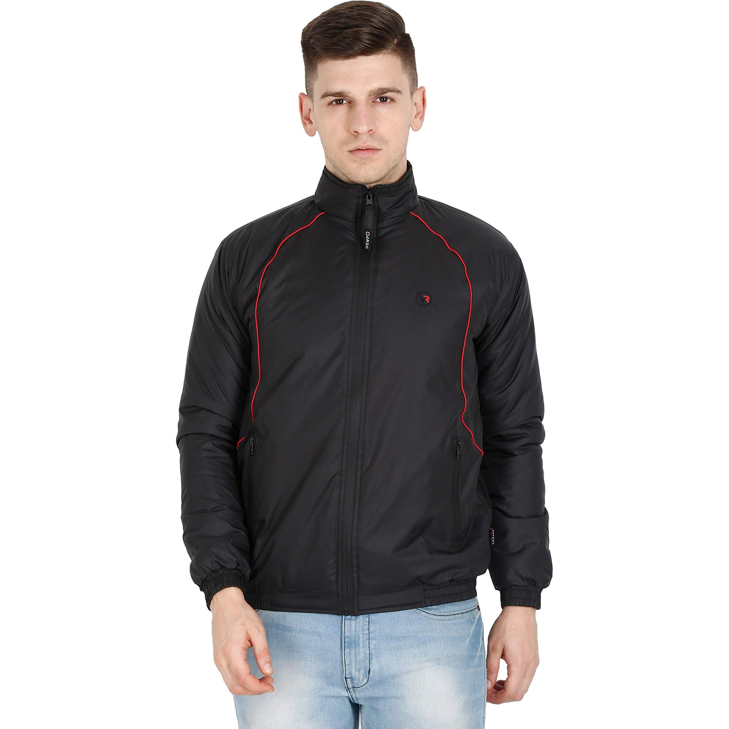 VROJASS Full Sleeve Solid Men Panel Bomper Jacket (M, Black)(VROBJF-BK_LR-M)