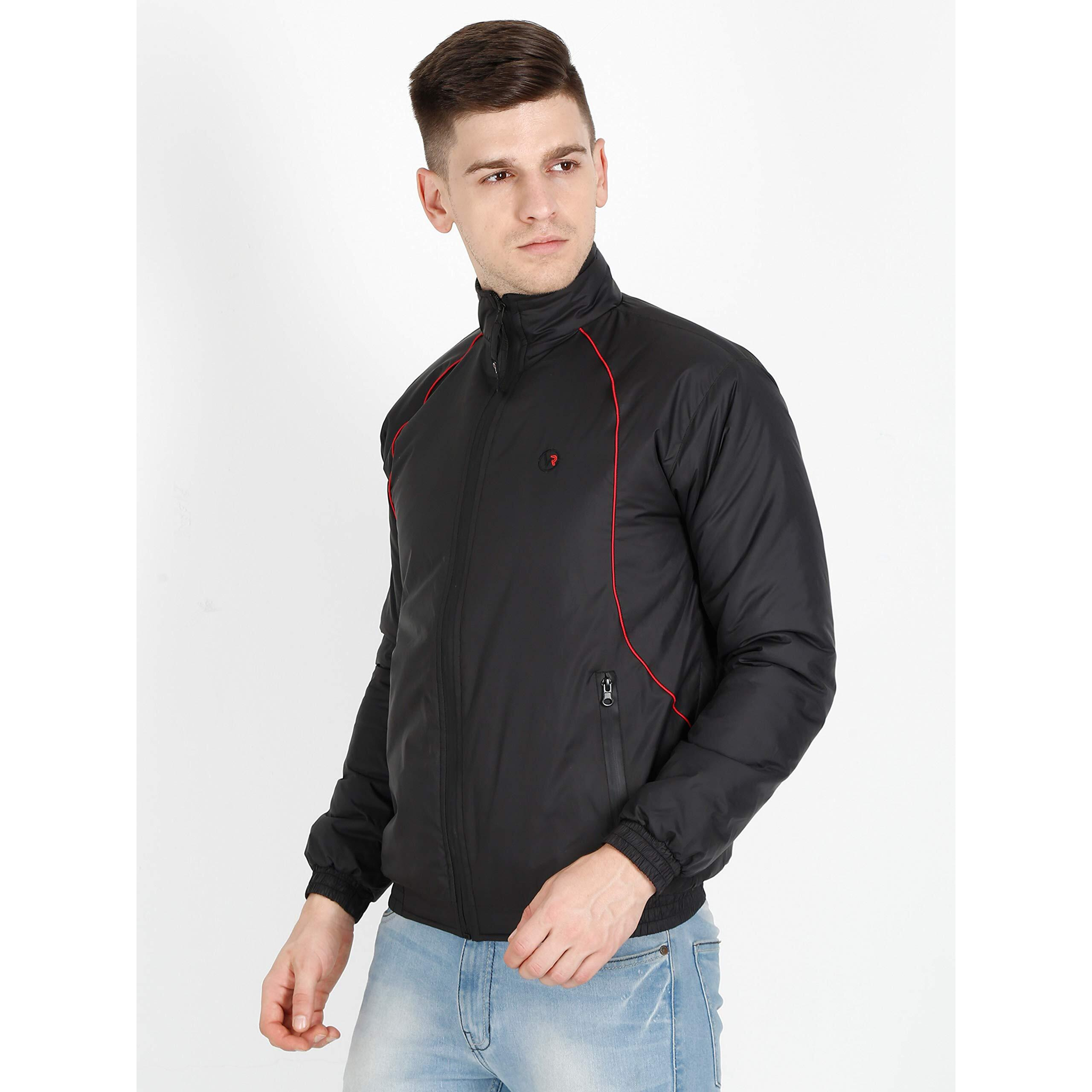 VROJASS Full Sleeve Solid Men Panel Bomper Jacket (M, Black)(VROBJF-BK_LR-M)